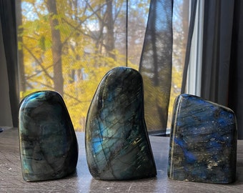 Labradorite Freeforms || labradorite | crystal freeform | flashy labradorite | labradorite statement piece | beautiful crystals