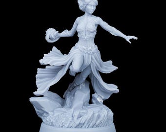 Flame Sorceress RPG Model w/ base | 32mm and 75mm scale options | D&D Tabletop Miniature