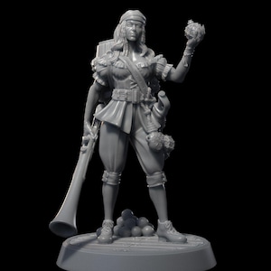 Female Pirate RPG Model w/ base | 32mm and 75mm scale options | D&D Tabletop Miniature