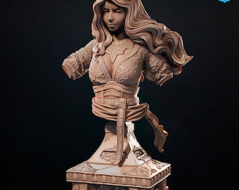 Sorceress Bust with Display Stand | Fantasy Collector's Bust | 3D Printed Resin Model | Painter's Display Piece