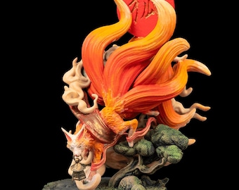 妖怪きつね 九尾狐 RPGモデル（台座付き）｜32mmと75mmスケールのオプション｜D&D卓上ミニチュア｜*新樹脂配合