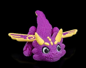 Lindo dragón de hilo tejido / Impreso en 3D / Juguete de dragón / Gran regalo para niños / Juguete sensorial de escritorio / Decoración de estantería