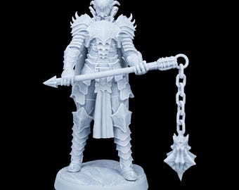 Knight with Flail RPG Model w/ base | 32mm and 75mm scale options | D&D Tabletop Miniature