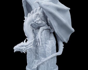 Dragon Perched on Cliff RPG Model w/ base | 32mm scale | D&D Tabletop Miniature
