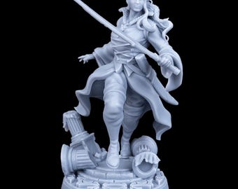 Female Elven General RPG Model w/ base | 32mm and 75mm scale options | D&D Tabletop Miniature