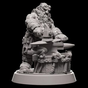 Dwarven Blacksmith RPG Model w/ base | 32mm and 75mm scale options | D&D Tabletop Miniature