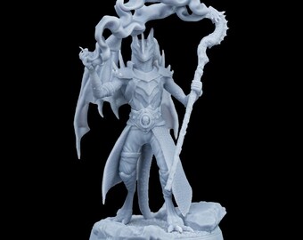 Female Dragonborn Wizard RPG Model | 32mm and 75mm scale options | D&D Tabletop Miniature