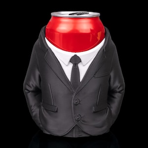 Smokingburk med läsk | Rolig formell ölhållare | 3D-tryckt PLA-dryckeshylsa | Present till svensexa och marskalkar | Anpassade färgalternativ bild 1