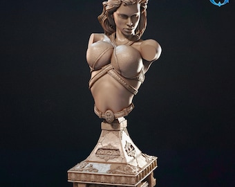 Female Desert Nomad Bust with Display Stand | Fantasy Collector's Bust | 3D Printed Resin Model | Painter's Display Piece