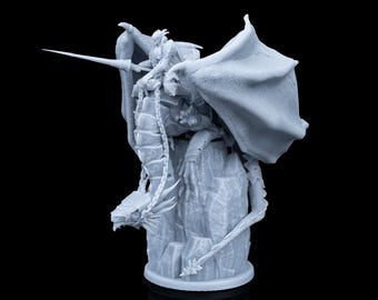 Dragon Rider Knight RPG Model w/ base | 32mm scale | D&D Tabletop Miniature