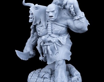 Two-Headed Troll RPG Model w/ Base | 32mm scale | D&D Tabletop Miniature