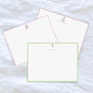 Customizable Allium Stationery // Customizable Notecard Set // Onion Card Set // Scallion Stationery // Garlic Stationery