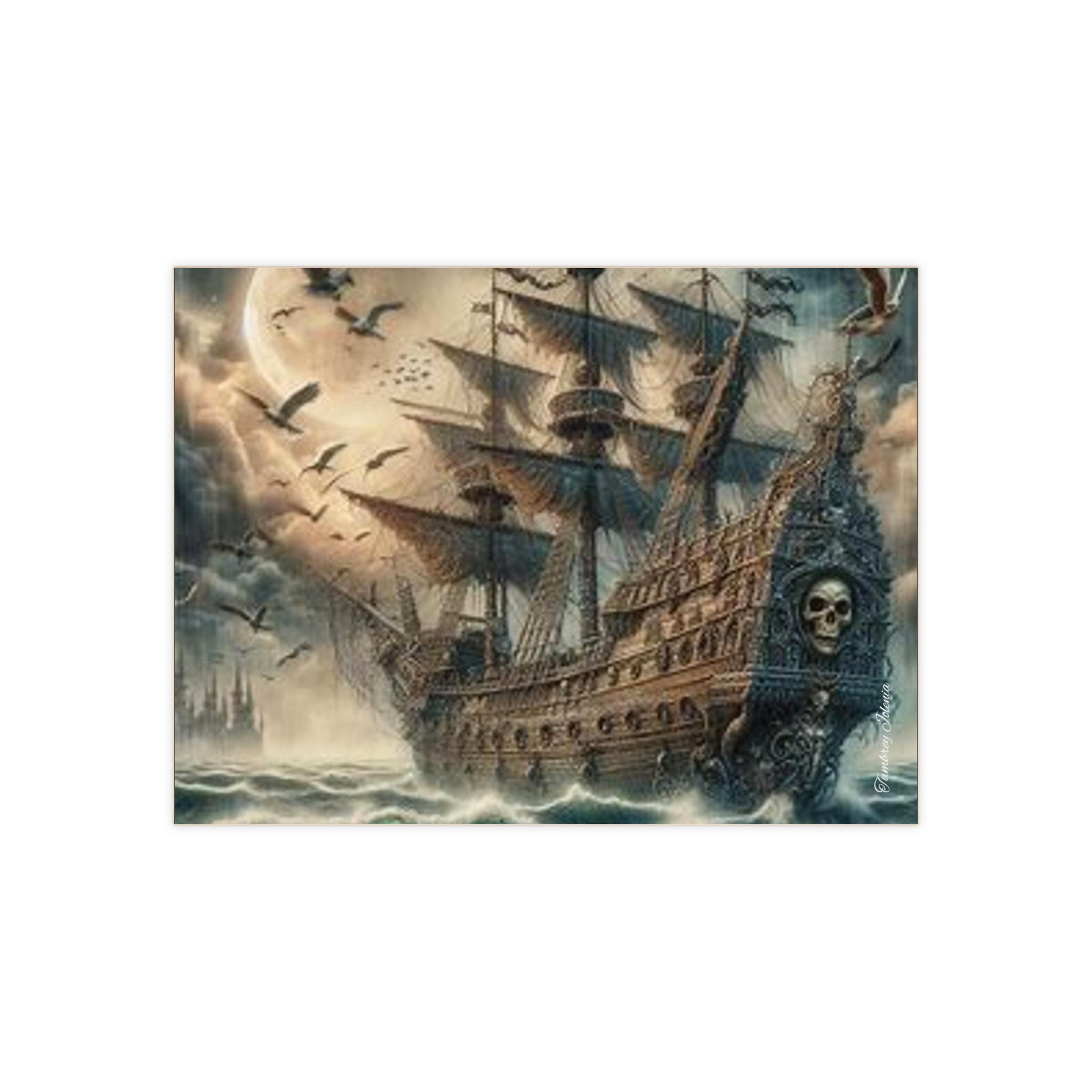 Pirate Ship in the Storm Ceramic Photos Tile, Home Decor