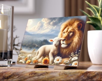 Der Löwe und das Lamm von Tambrey Jolenia Keramik-Fotofliese