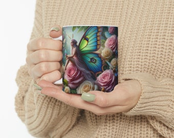 Butterfly Fairy on the Roses by Tambrey Jolenia Ceramic Mug, 11oz