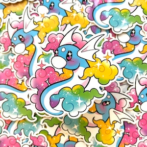 Dratini Rainbow Clouds Vinyl Sticker / Glossy Waterproof