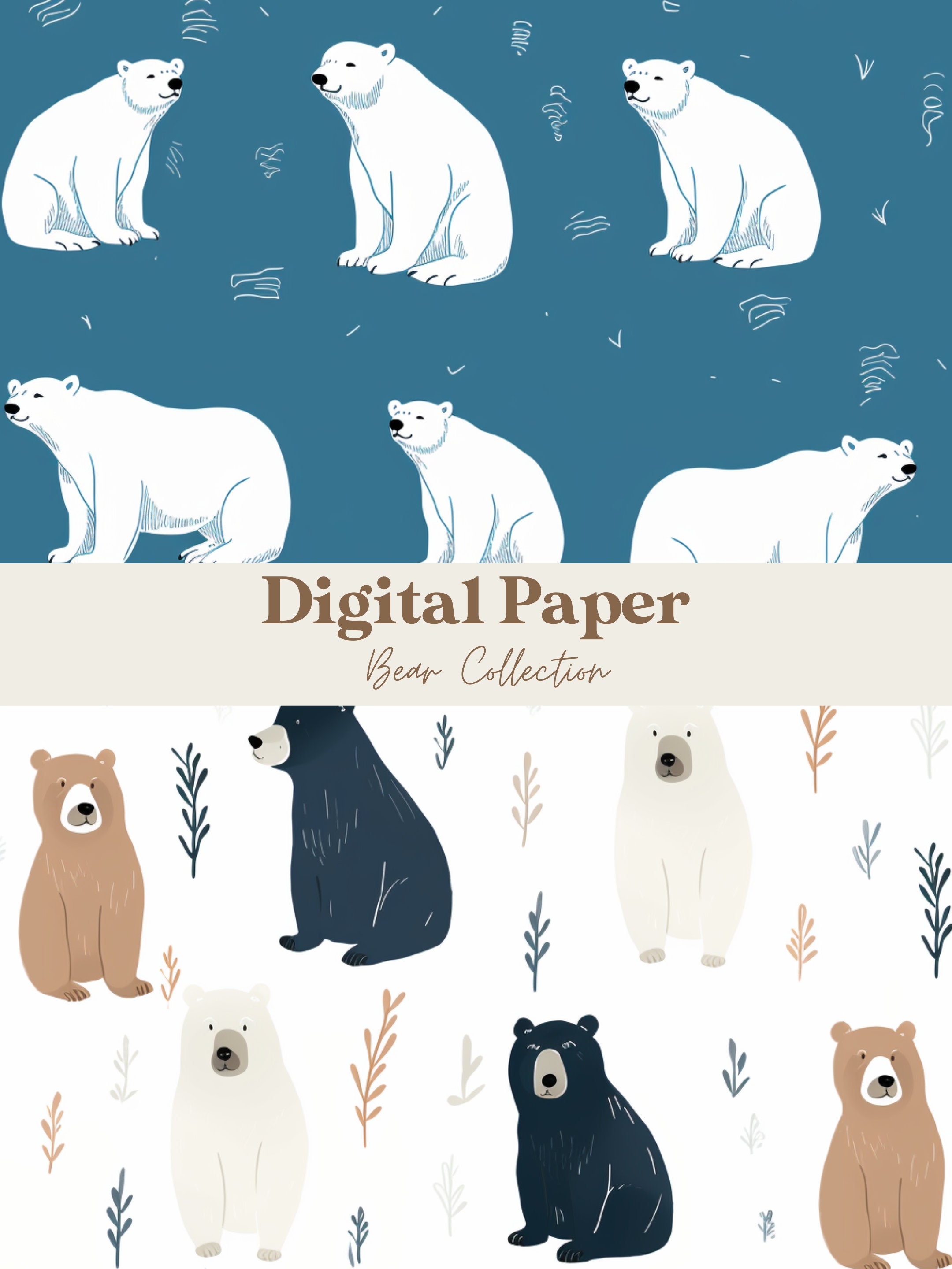 Bear Patterns Bear Theme Bear Themed Room Commercial Use Bear Digital ...