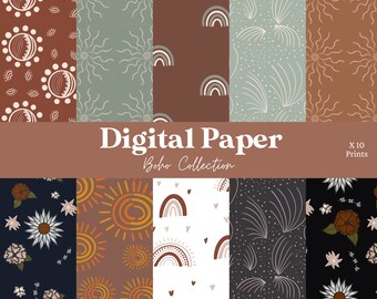 Boho Collection-  Digital Paper - Commercial Use - Seamless Pattern