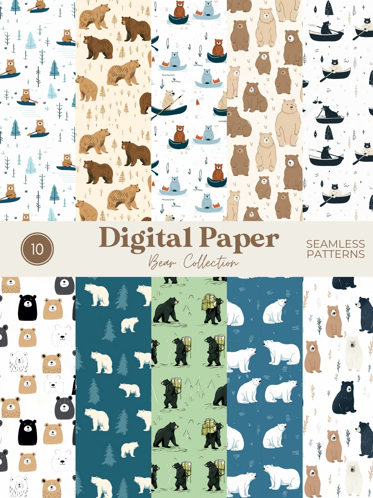 Bear Patterns Bear Theme Bear Themed Room Commercial Use Bear Digital ...