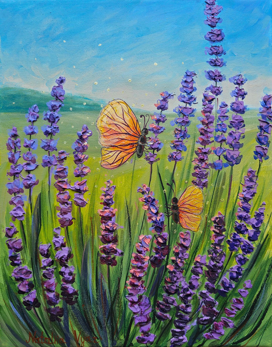 Lavender Painting Floral Original Art Impasto Painting on Canvas 11"x14 ...