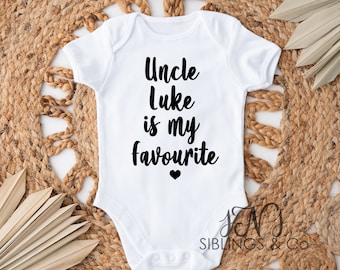 Uncles is my favourite bodysuit / NEW UNCLE / customise with uncle's name/ baby pregnancy announcement/ Baby shower gift/ new uncle gift