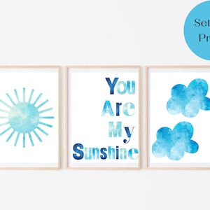 You Are My Sunshine | You Are My Sunshine Wall Art | You Are My Sunshine SVG | Song Lyrics | Song Lyrics Print | Set of 3 Prints Blue
