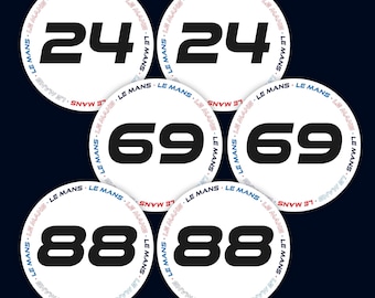 White Le Mans 20242 400mm Diameter Door Racing Numbers (Pair)