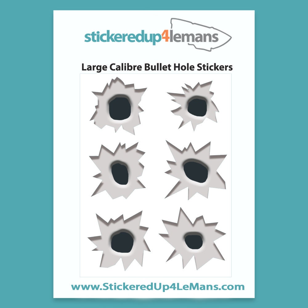 Einschusslöcher Bullet Holes Sticker Set - 27 Aufkleber auf DIN A4 Bogen
