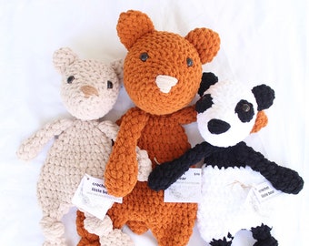 EVER BEAR, Handmade Bear Lovey, Crochet, Bear Stuffed Animal, Panda Bear, Polar Bear, Grizzly Bear, Brown Bear, Black Bear, Bear Nursery