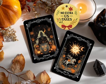 Tarot del Eclipse de Calabaza: 78 cartas góticas de Halloween / Baraja de Tarot de Brujas para Rituales