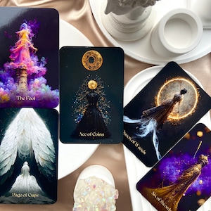 Jeu de cartes de tarot, jeu de tarot avec guide, tarot sur l'intelligence artificielle, 78 cartes de tarot, jeu de tarot noir et or, jeu de tarot fée magique image 3