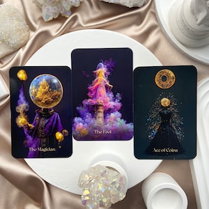 Tarot Card Deck, Tarot Deck with Guidebook, Artificial Intelligence Tarot, 78 Tarot Cards, Black and Gold Tarot Deck, Magic Fairy Tarot Deck