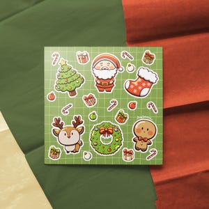 Stickers Noël Xmas mignons Illustrés à la Main – Ajoutez une Touche Adorable à Vos Objets du Quotidien