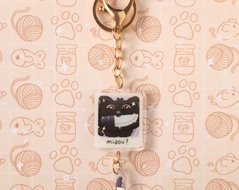 Söt Kawaii Chibi Katt Nyckelring – Söt akryltillbehör för väskor, nycklar, pennfodral