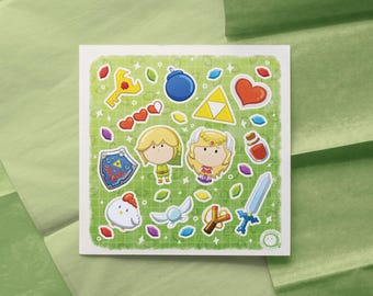Söta handillusterade Zelda-klistermärken – Ge dina vardagssaker en söt touch