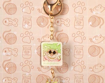 Söt silverfärgad Chibi Kawaii kattnyckelring – Söt akrylaccessoar för väskor, nycklar, pennfodral