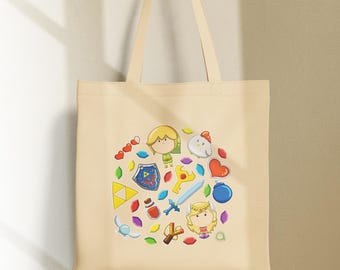 Kawaii Beige Tygväska - Zelda Design - 100% Tillverkad i Frankrike - 220g Tjockt Tyg