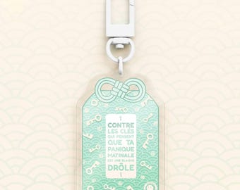 Omamori Kawaii Nyckelring "Mot nycklar som tror att din morgonpanik är ett roligt skämt"