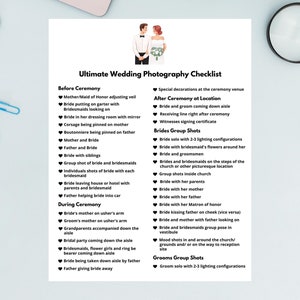Wedding Photos Checklist - Etsy