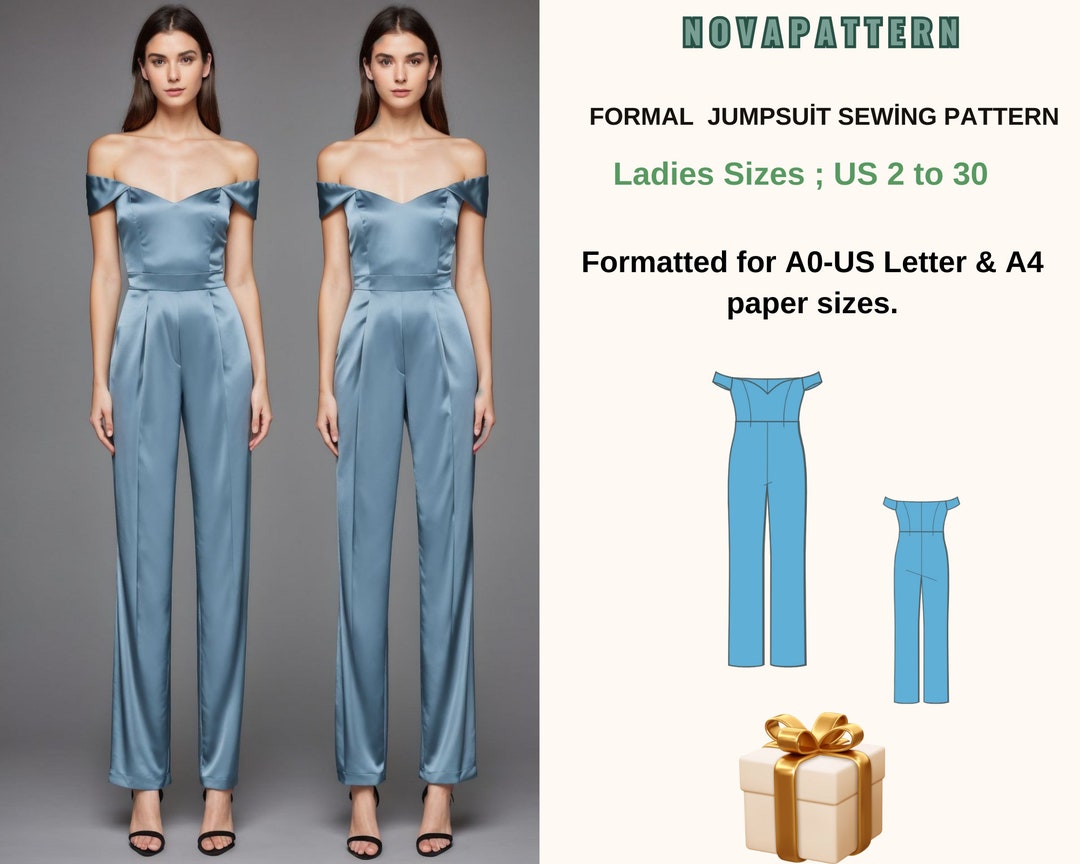Formal Jumpsuit Sewing Pattern Womens Jumpsuit Pattern US 2 to 30 XS