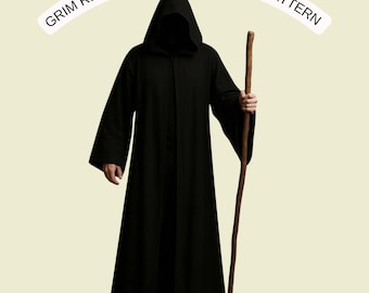 Grim Reaper Cosplay Sewing Pattern | Men's Halloween Cloak with Hood | Scary Costume PDF | A4 A0 US Letter Printable Pattern