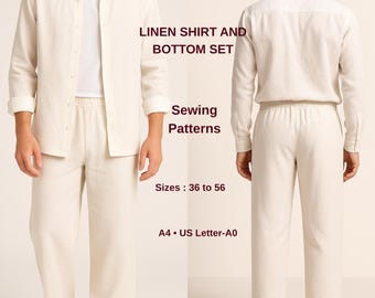 Men's Linen Shirt & Pants Sewing Pattern: Easy PDF Download (Sizes 36-56)