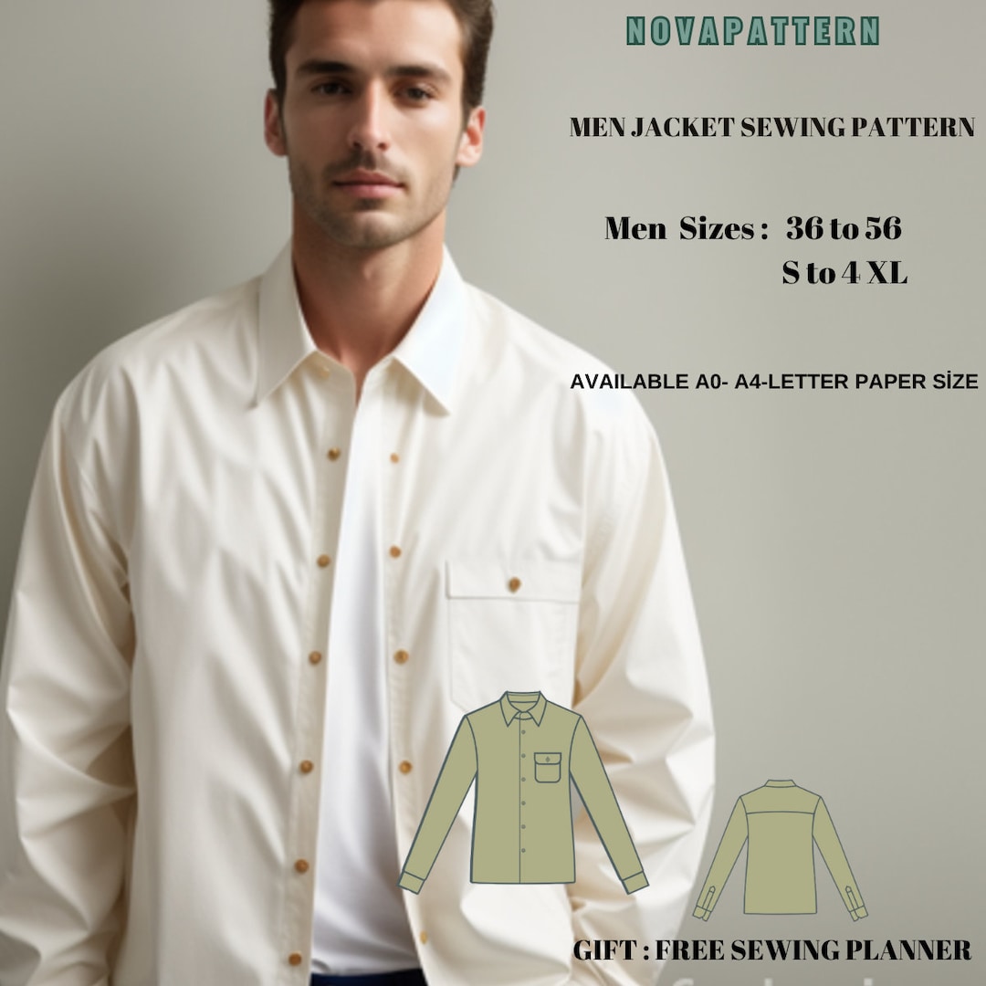 Men’s Shirt Jacket Sewing Pattern | Overshirt Shacket Pattern | Casual ...