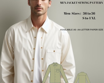 Mönster för herrovershirt med sjal | Casual utilityjacka (PDF-nedladdning)