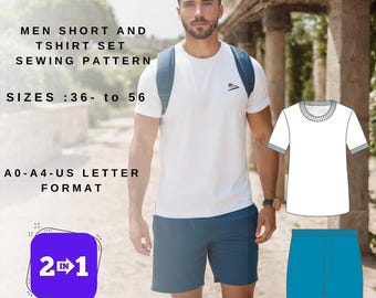 Patrón de costura para short y camiseta de hombre: tallas 36-56 (patrón PDF)