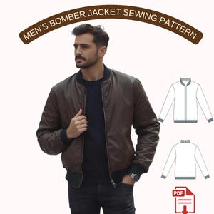 Men’s Bomber Jacket Sewing Pattern, Classic Zip Up Jacket PDF Pattern, Casual Outerwear for Men, Sizes 36–56, A4 A0 US Letter Formats