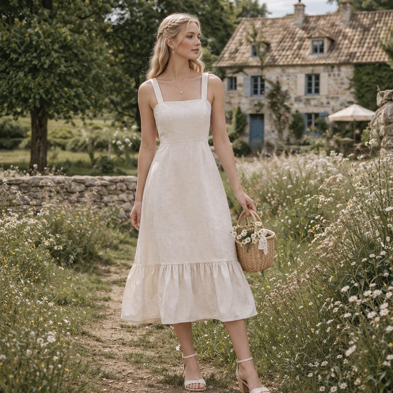 Linen Maxi Sundress Sewing Pattern, Sleeveless Summer Dress Pattern ...