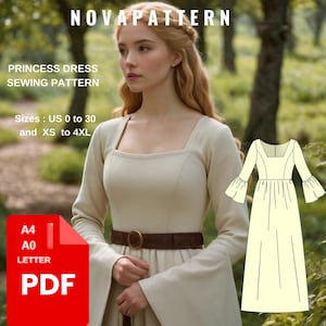 Renaissance Dress & Corset Pattern: Medieval Cosplay Costume (A0 A4 US Letter) (PDF Pattern)