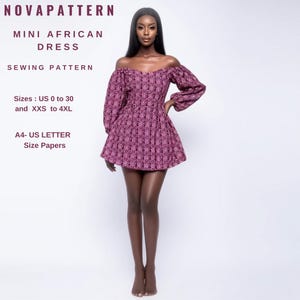 Ankara African Dress Sewing Pattern: V-Neck Boho Style (XS-4XL) (PDF Pattern)