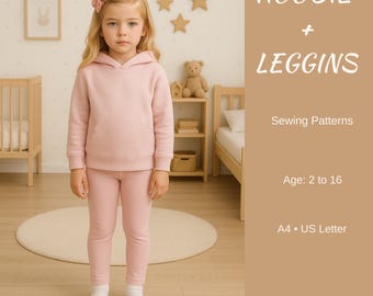 Kids Hoodie and Leggings Sewing Pattern | Cozy Loungewear Set | Easy PDF Pattern for Girls and Boys | Casual Everyday Outfit | Ages 2–16